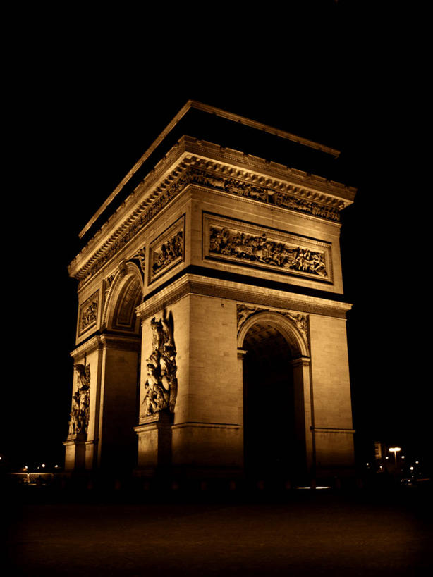 无人,竖图,室外,夜晚,城市,建筑,法国,凯旋门,巴黎,拱门,首都,摄影,照亮,法国文化,彩图