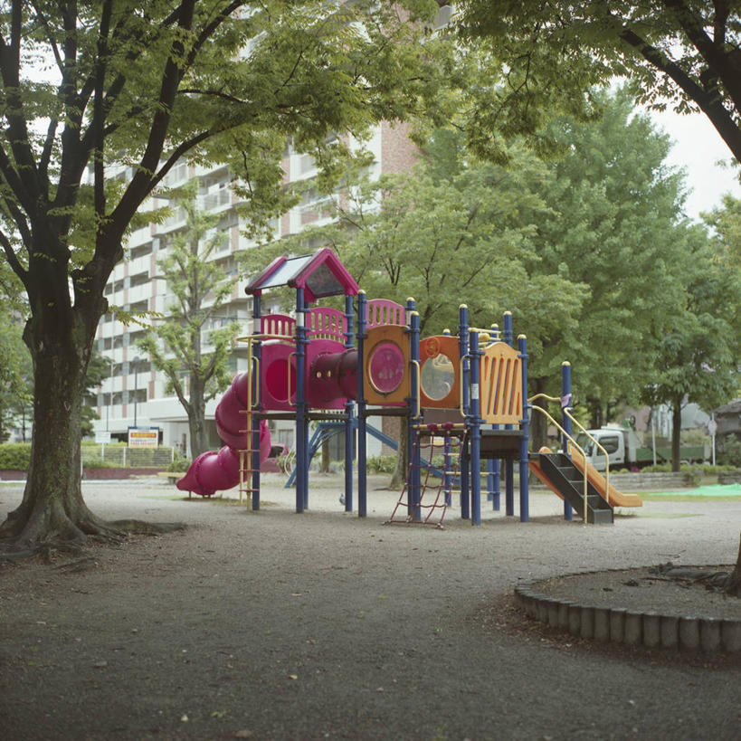 无人,公园,方图,室外,白天,城市,游乐场,日本,日本文化,树,滑梯,童年,摄影,彩图