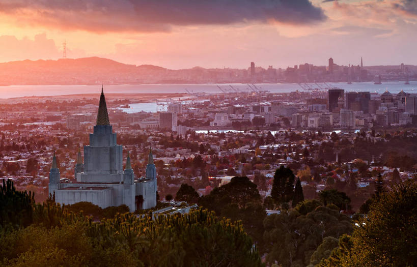 无人,教堂,横图,室外,天际线,城市,建筑,美国,云,尖顶,天气,天空,黄昏,摄影,宗教,基督教,加利福尼亚,奥克兰,彩图