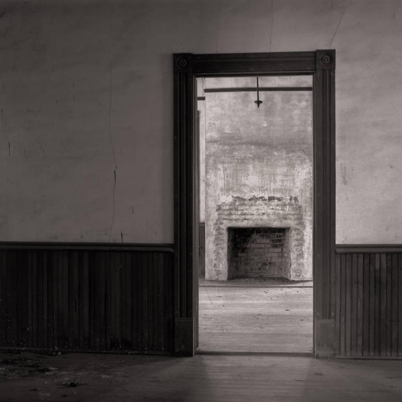 无人,方图,黑白,室内,白天,壁炉,建筑,美国,门口,古典,摄影,宁静,下降