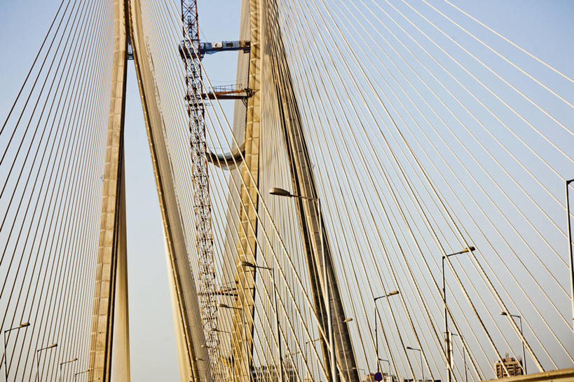 无人,横图,室外,白天,建筑,路灯,印度,斜拉桥,桥,联系,天空,运输,摄影,支撑,马哈拉施特拉邦,孟买,钢缆,彩图