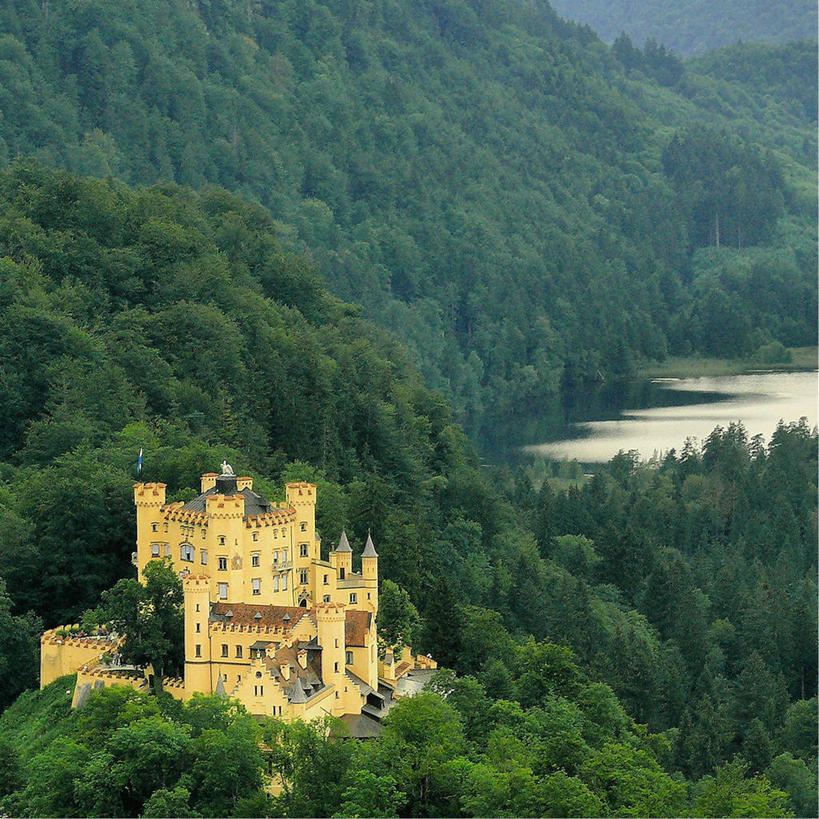 无人,方图,俯视,室外,白天,湖,美景,山,植物,建筑,德国,城堡,景观,树,自然,地标建筑,景色,摄影,宁静,自然风光,德国文化,巴伐利亚,旧天鹅堡,彩图,高角度拍摄