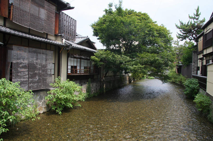 无人,横图,室外,白天,水,建筑,日本,树,天空,自然,夏天,摄影,宁静,京都市,祗园,彩图,白川