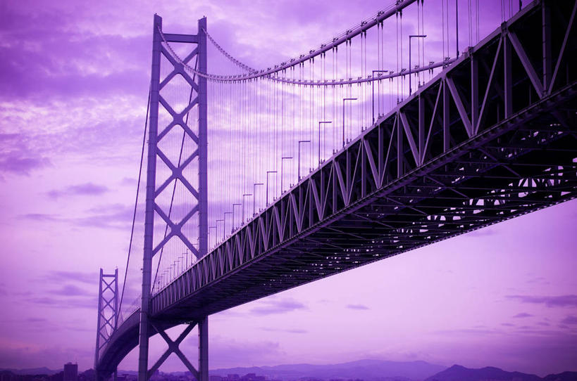 无人,横图,室外,建筑,日本,日本文化,云,桥,联系,黄昏,运输,摄影,明石海峡大桥,彩图,旅行