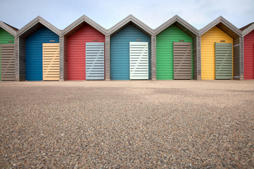 无人,横图,室外,白天,建筑,英国,一排,整齐,排列,天空,摄影,多样,队列,诺森伯兰郡,海滩,彩图