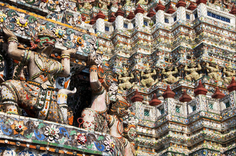 无人,横图,室外,白天,建筑,曼谷,泰国,首都,历史,地标建筑,摄影,宗教,佛教,泰国文化,郑王庙,式样,美术工艺,彩图