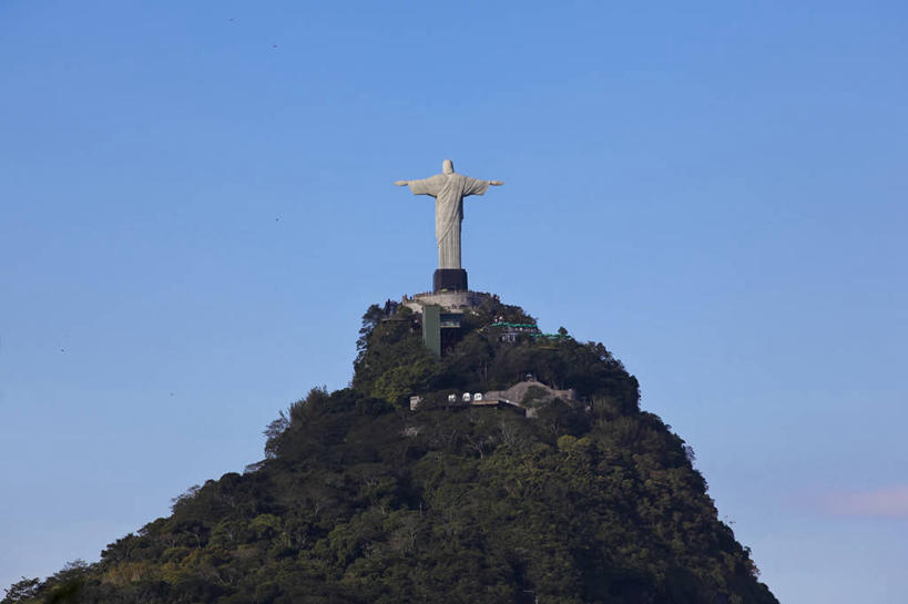 无人,横图,室外,山,巴西,标志,雕像,符号,标识,摄影,宗教,灌木,基督,基督教,天主教,里约热内卢,耶稣,万里无云,里约热内卢州,救世主,性别符号,基利斯督,弥赛亚,默西亚,甜面包山,彩图,哥卡华都山,男性符号