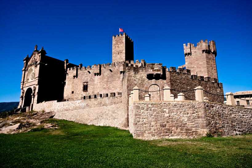 无人,横图,室外,白天,建筑,西班牙,城堡,历史,草,摄影,万里无云,纳瓦拉,彩图