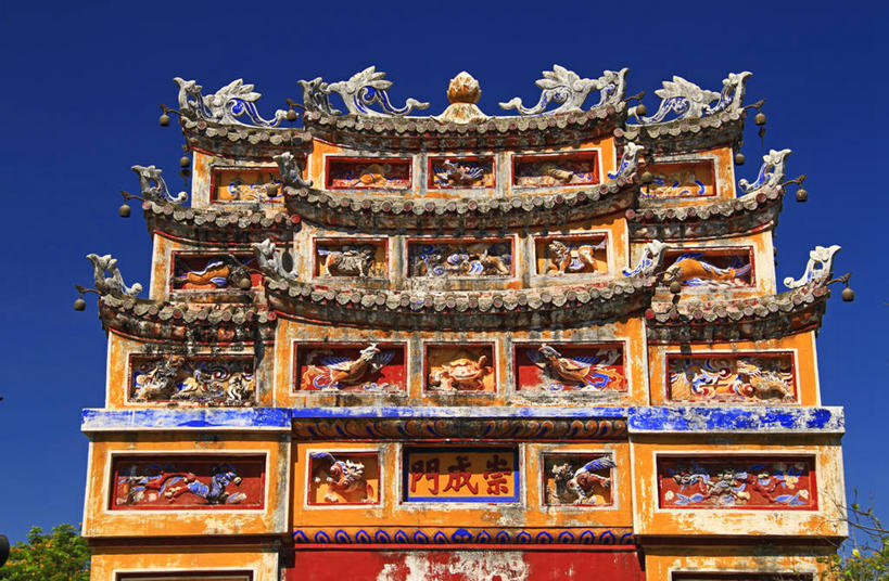 无人,横图,室外,白天,旅游,建筑,越南,大门,拱门,历史,自然,摄影,宗教,中国文化,万里无云,彩图,顺化