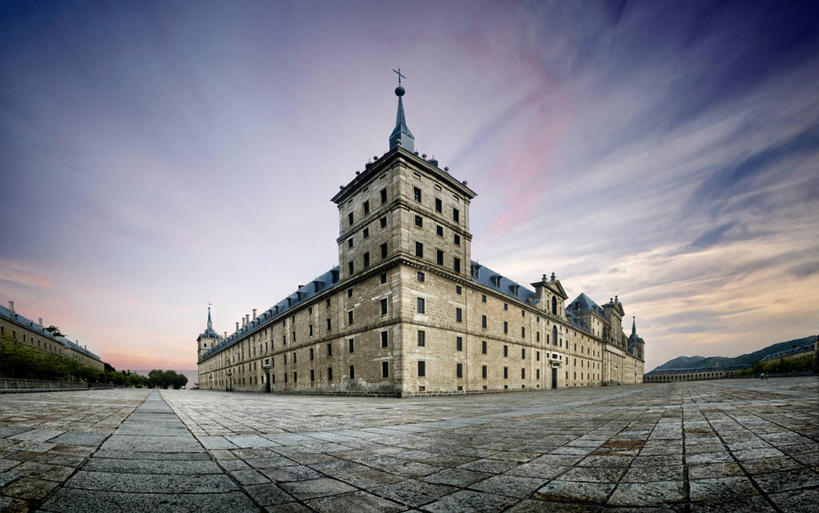 无人,横图,室外,建筑,西班牙,云,首都,历史,天空,黄昏,马德里,摄影,埃斯科里亚尔,彩图