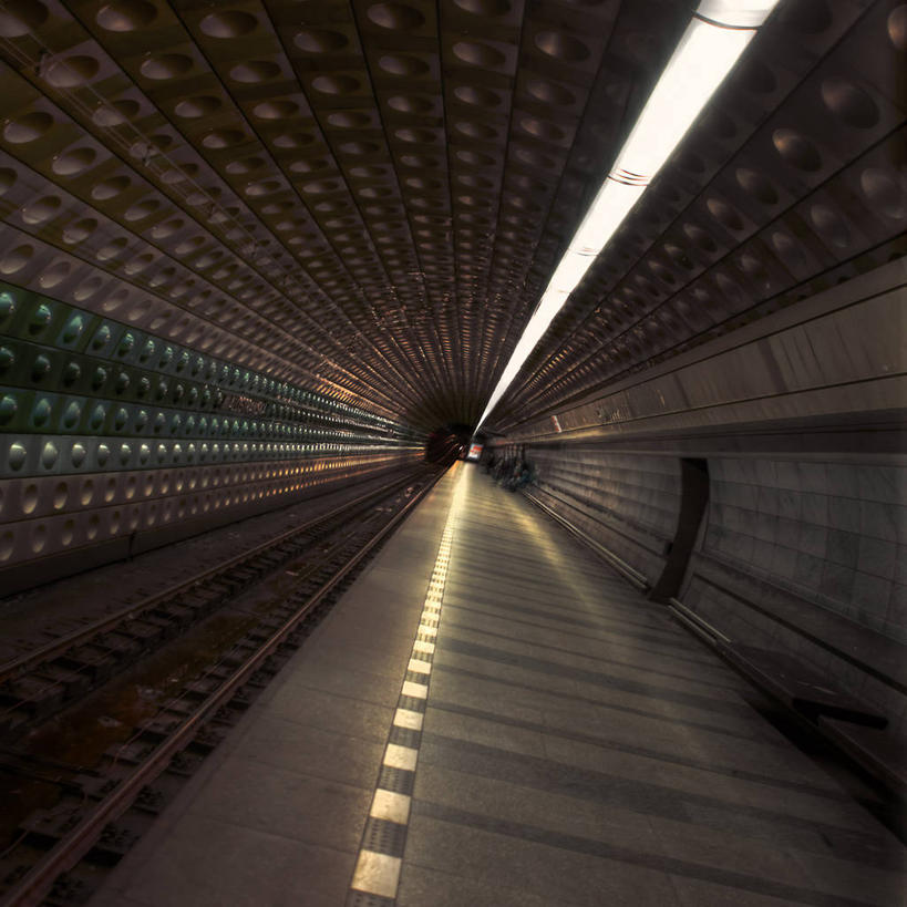 无人,方图,室内,夜晚,消失点,隧道,地铁站,首都,灯,运输,摄影,照亮,捷克共和国,布拉格,彩图,旅行