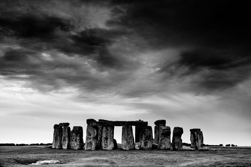无人,横图,黑白,室外,白天,英国,云,巨石,历史,废墟,天空,地标建筑,摄影,英国文化,古代文明,岩石