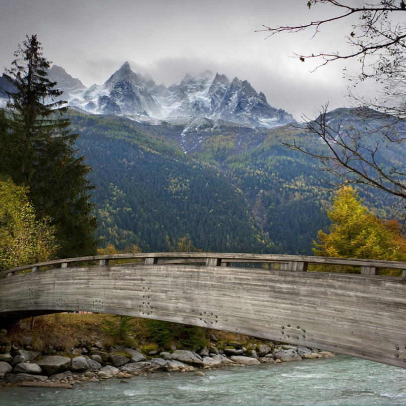 无人,方图,室外,白天,河流,美景,山,植物,城市,法国,木制,景观,云,桥,联系,树,风景,天空,自然,景色,摄影,自然风光,法国文化,阿尔卑斯山脉,霞慕尼,岩石,彩图