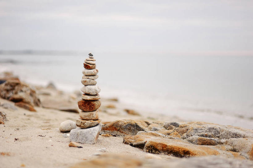 无人,横图,室外,白天,法国,堆叠,沙子,平衡,摄影,布列塔尼,想法,海滩,彩图,禅宗