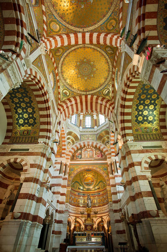 无人,竖图,室内,白天,仰视,马赛,天花板,建筑,法国,摄影,基督教,普罗旺斯,祭坛,法国文化,19世纪,马赛圣母院,彩图,低角度拍摄