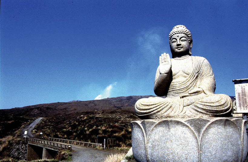 无人,横图,室外,白天,山,日本,日本文化,艺术,雕像,桥,佛,天空,地标建筑,摄影,宗教,佛教,宁静,熊本,彩图,麻生太郎