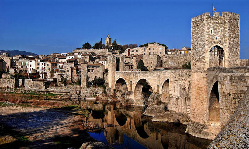 无人,横图,室外,白天,河流,建筑,西班牙,反射,塔,桥,联系,历史,拱桥,摄影,罗马式,万里无云,彩图