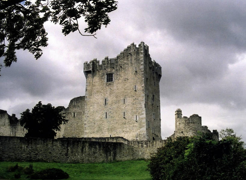 无人,横图,室外,建筑,爱尔兰,城堡,云,历史,草,树,天空,自然,摄影,积雨云,彩图,罗斯城堡,爱尔兰文化