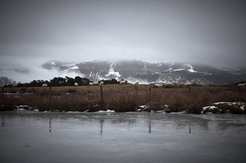 无人,横图,室外,白天,湖,美景,山脉,雪,英国,景观,冬天,风景,天空,自然,木桩,景色,寒冷,摄影,自然风光,绵羊,彩图,布雷肯