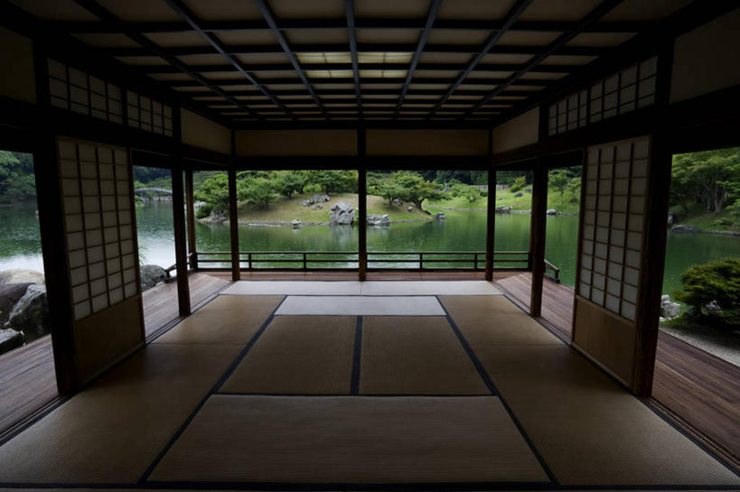 无人,公园,横图,室内,白天,日本,日本文化,柱子,自然,茶馆,摄影,宁静,香川县,彩图,高松