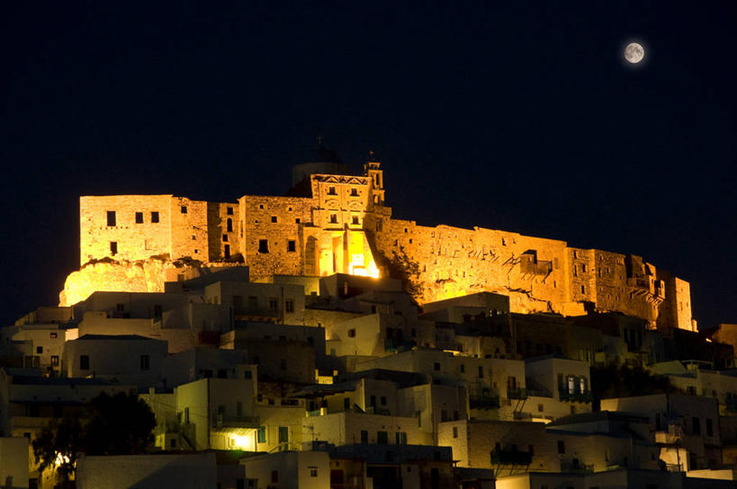 无人,横图,室外,夜晚,希腊,城堡,月亮,历史,天空,摄影,照亮,希腊文化,多德卡尼斯群岛,萨莫色雷斯岛,彩图