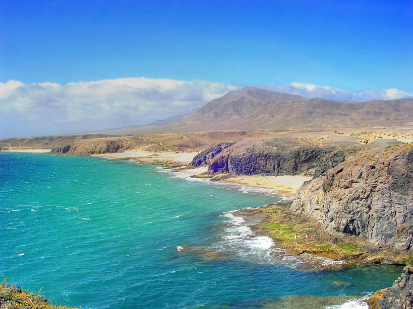 无人,横图,室外,白天,海洋,美景,山,西班牙,景观,悬崖,云,风景,天空,自然,景色,摄影,宁静,自然风光,兰萨罗特岛,大西洋群岛,海滩,岩石,彩图