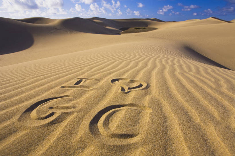 无人,横图,室外,白天,通讯,沙漠,西班牙,沙子,文字,云,沙丘,天空,自然,摄影,手写,大西洋群岛,心型,彩图,爱