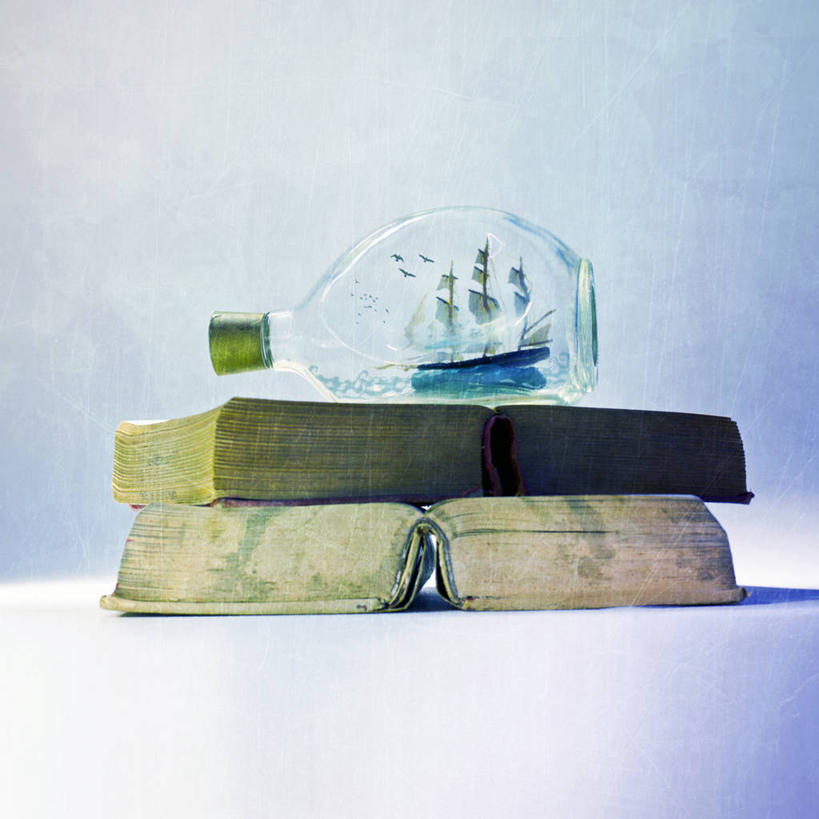 无人,方图,蓝色背景,古典,三个,瓶子,摄影,古董,手艺,书,彩图,影棚拍摄,瓶中船