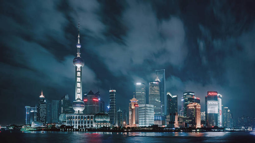 无人,横图,室外,夜晚,天际线,建筑,摩天大楼,上海,塔,浦东,摄影,照亮,市区,彩图