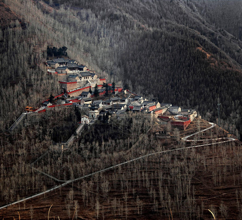 无人,横图,俯视,航拍,室外,白天,森林,房屋,地形,田地,乡村,树,社区,摄影,宁静,鸟瞰,树梢,晋中,彩图,高角度拍摄