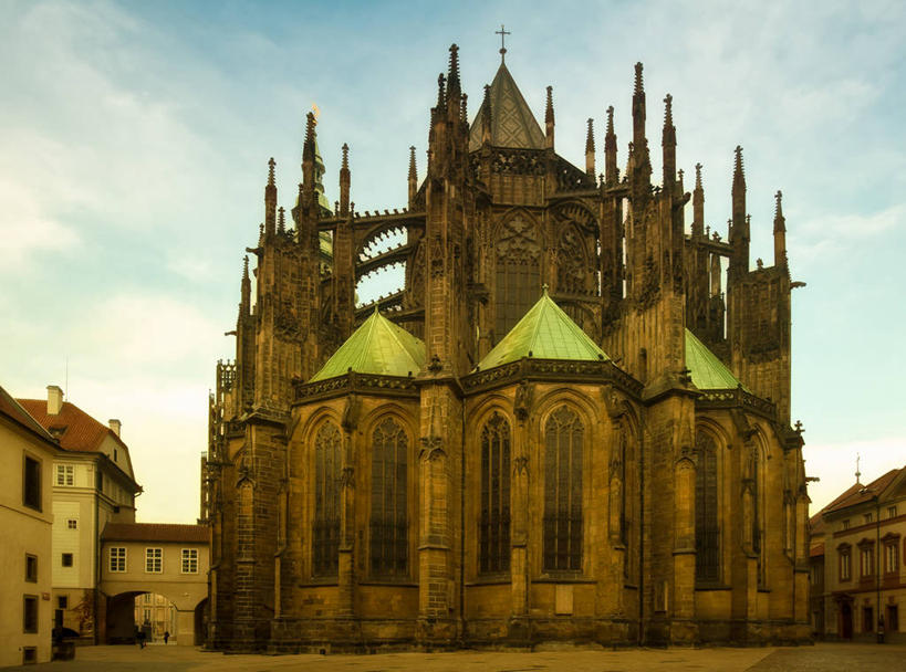 无人,横图,室外,白天,建筑,欧洲,捷克,云,首都,历史,天空,摄影,宗教,基督教,哥特式风格,中欧,捷克共和国,布拉格,圣维特大教堂,圣维特主教座堂,彩图,大教堂,布拉格历史中心