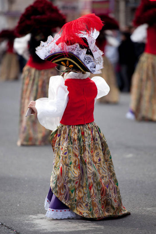 成年人,一个人,竖图,室外,白天,街道,西班牙,狂欢节,仅一个女性,庆祝,头饰,背面,摄影,协调,步行,彩图,传统服装,舞蹈,传统文化,传统节日