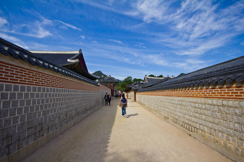 宫殿,横图,室外,白天,安全,建筑,景福宫,首尔,韩国,阴影,云,围墙,首都,历史,摄影,朝鲜半岛,彩图