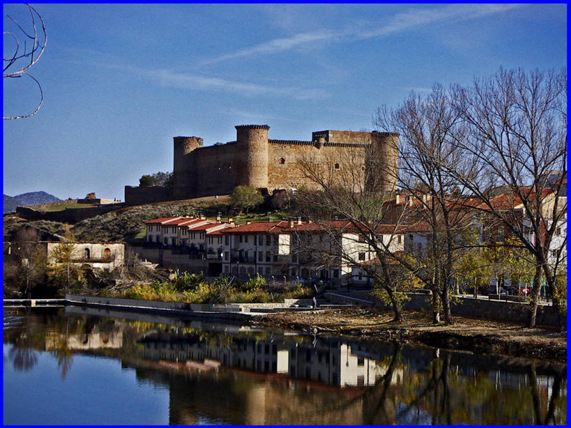 无人,横图,室外,白天,河流,建筑,西班牙,反射,城堡,历史,废墟,天空,摄影,宁静,阿维拉,彩图,阿维拉省
