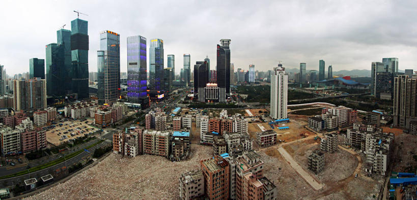 无人,横图,全景,室外,白天,建筑业,天际线,城市,建筑,深圳,云,天空,建筑工地,摄影,发展,广东省,金融区,彩图