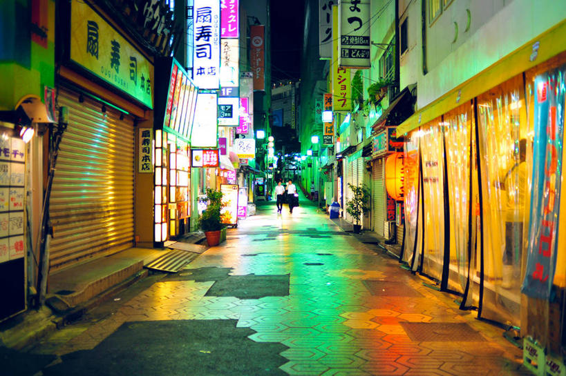 商店,横图,室外,夜晚,商务,建筑,指示牌,东京,日本,日本文化,标志,灯笼,文字,字符,字母,首都,标识,零售,摄影,照亮,新宿区,步行,彩图,巷