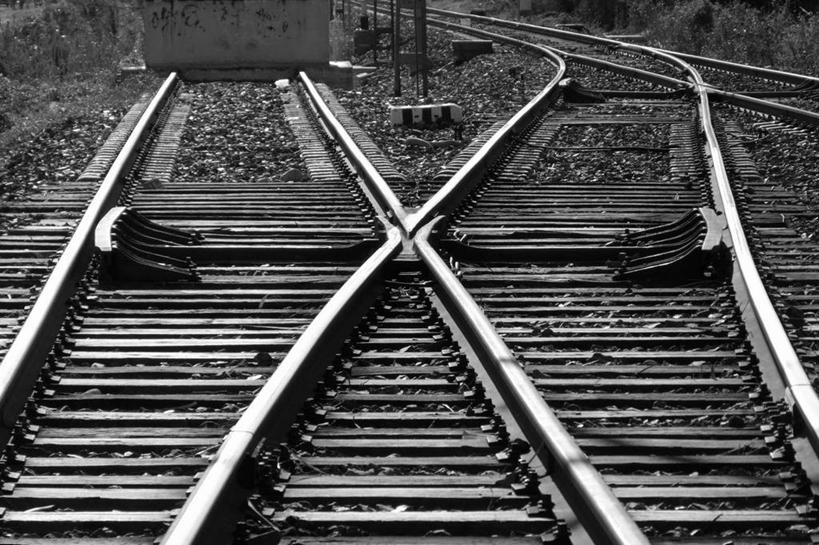 无人,横图,黑白,室外,白天,路,铁路,西班牙,轨道,交通,铁轨,运输,摄影,塔拉戈纳省