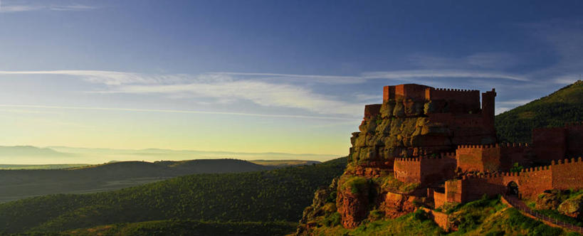 无人,横图,全景,室外,旅游,度假,美景,建筑,西班牙,城堡,景观,云,黎明,历史,娱乐,天空,自然,享受,休闲,景色,放松,摄影,自然风光,特鲁埃尔省,彩图