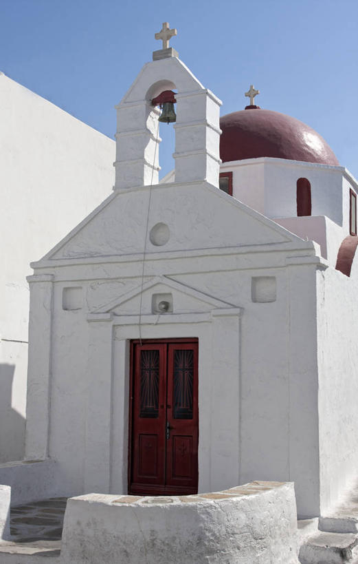 无人,教堂,竖图,室外,白天,建筑,希腊,十字架,摄影,宗教,基督教,基克拉迪群岛,圆顶建筑,宗教建筑,万里无云,米克诺斯岛,阿提卡,希腊正教,彩图