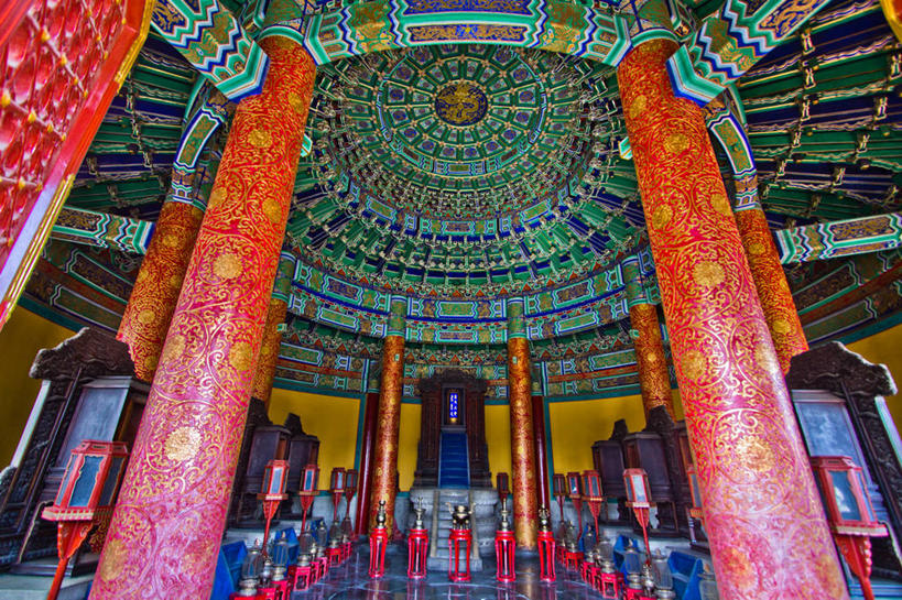 无人,天坛,横图,室内,白天,天花板,北京,柱子,首都,历史,红色,摄影,宗教,照亮,中国文化,油灯,北京市,灵性,彩图