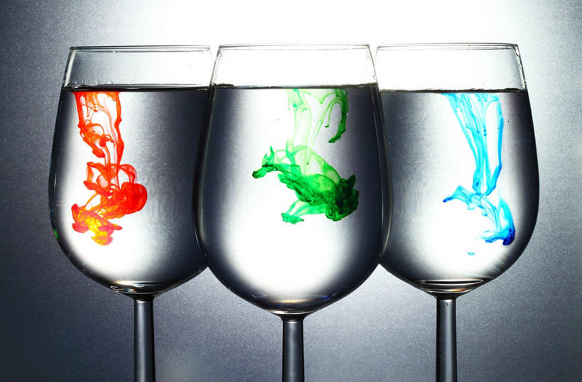 无人,横图,特写,水,澳大利亚,灰色背景,并排,三个,红色,蓝色,绿色,比较,摄影,多样,布里斯班,彩图,影棚拍摄