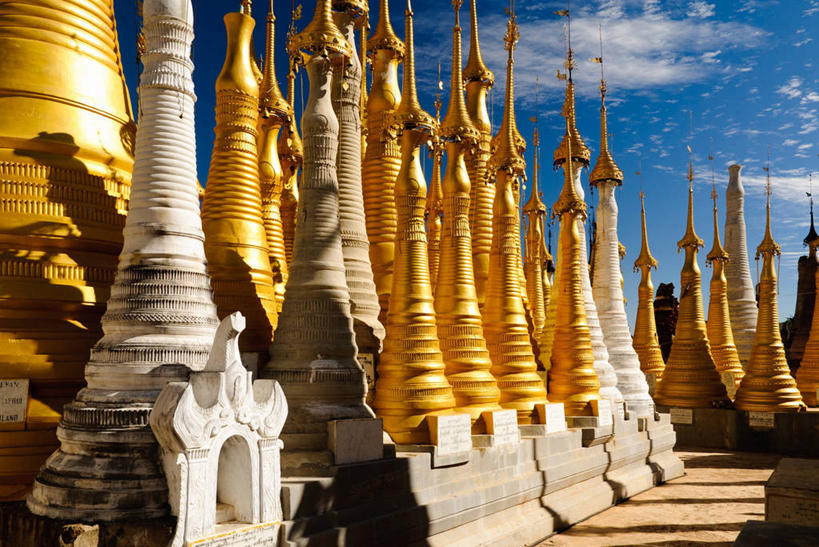 无人,横图,室外,白天,建筑,缅甸,云,黄金,佛塔,天空,摄影,宗教,神殿,彩图