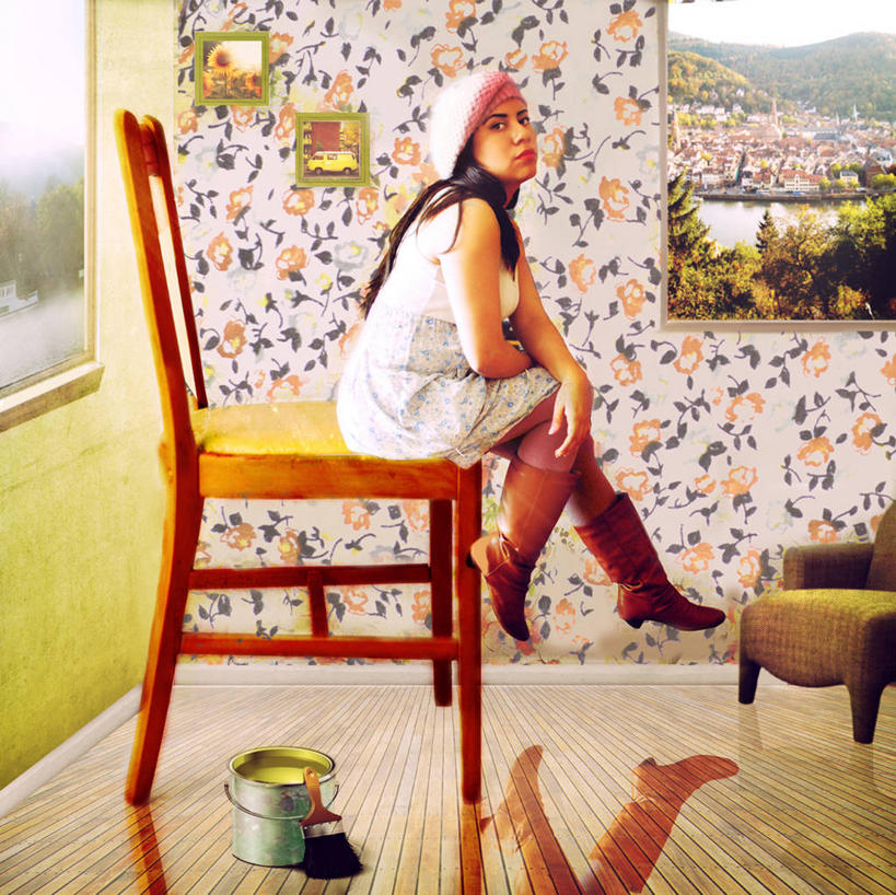 成年人,一个人,坐,横图,室内,白天,壁纸,窗户,椅子,西班牙,仅一个年轻女性,仅一个女性,仅一个人,反射,首都,二郎腿,靴子,思考,马德里,放松,摄影,巨大,庞大,涂料,起居室,肖像,油漆罐,宏大,硕大,伟大,年轻女性,女人,女性,年轻人,休闲活动,彩图,壁纸刷,软帽