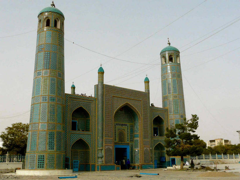 无人,横图,室外,白天,建筑,阿富汗,树,天空,摄影,宗教,伊斯兰教,清真寺,马扎里沙里夫,彩图,传统文化