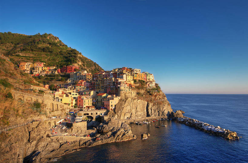 无人,横图,室外,白天,海洋,植物,建筑,意大利,欧洲,房屋,自然,摄影,宁静,岩层,南欧,意大利文化,万里无云,意大利共和国,利古里亚,利古里亚大区,五渔村,五乡地,岩石,彩图