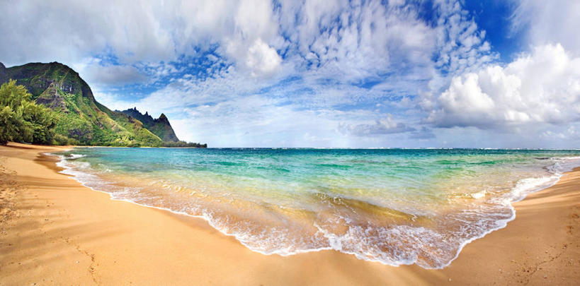 无人,横图,全景,室外,白天,海洋,美景,植物,美国,景观,水平线,云,天空,自然,景色,摄影,宁静,岩层,自然风光,考艾岛,夏威夷群岛,太平洋岛屿,海滩,岩石,彩图