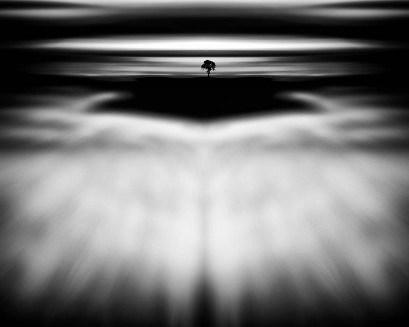 无人,横图,黑白,室外,夜晚,运动模糊,寂寞,水,英国,反射,云,树,自然,摄影,宁静