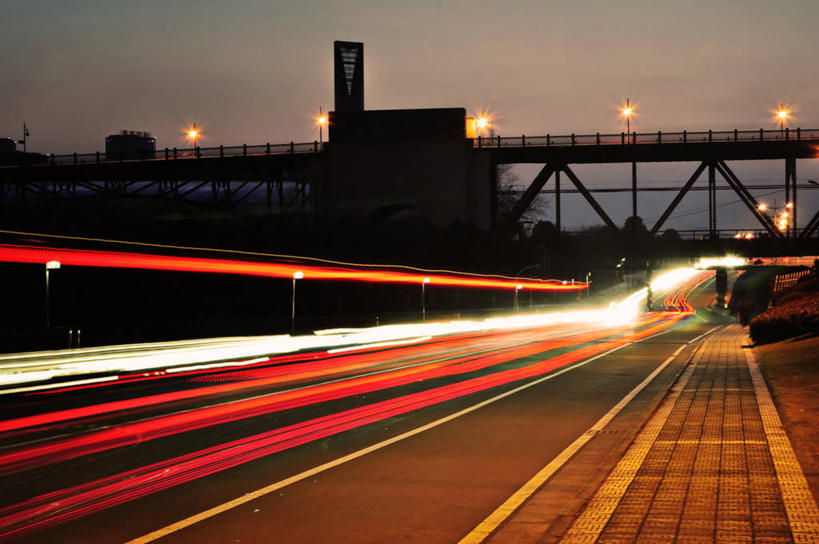 无人,横图,室外,夜晚,路,路灯,桥,联系,浙江省,天空,运输,摄影,杭州,尾灯,迅速,彩图