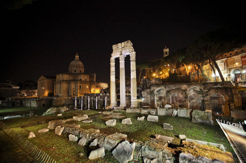 无人,横图,室外,夜晚,意大利,柱子,首都,历史,废墟,天空,地标建筑,摄影,意大利文化,拉奇奥,古罗马广场,岩石,彩图