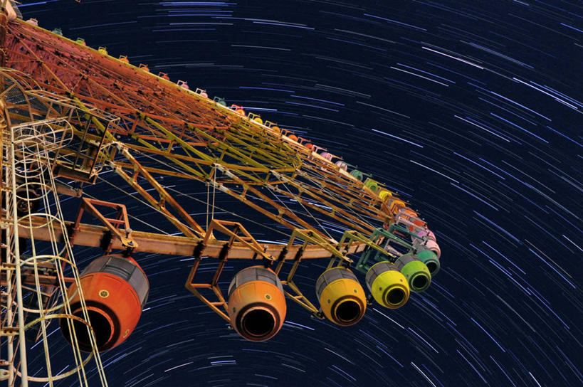 无人,横图,室外,夜晚,仰视,日本,日本文化,摄影,部分,照亮,大转轮,滋贺县,彩图,低角度拍摄